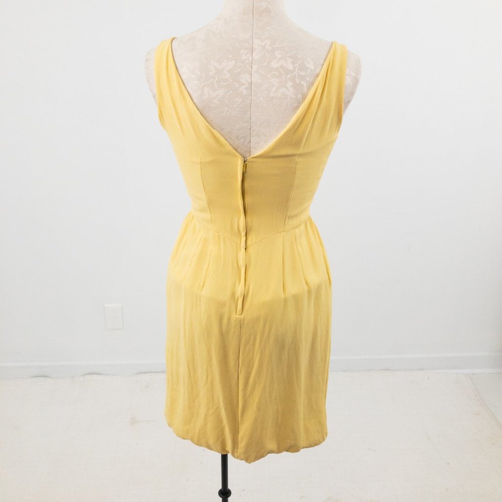Vintage 60s V Neck Bow Front Mini Dress Yellow - Picture 5 of 9